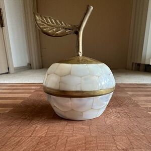 Brass and mother of pearl apple trinket box